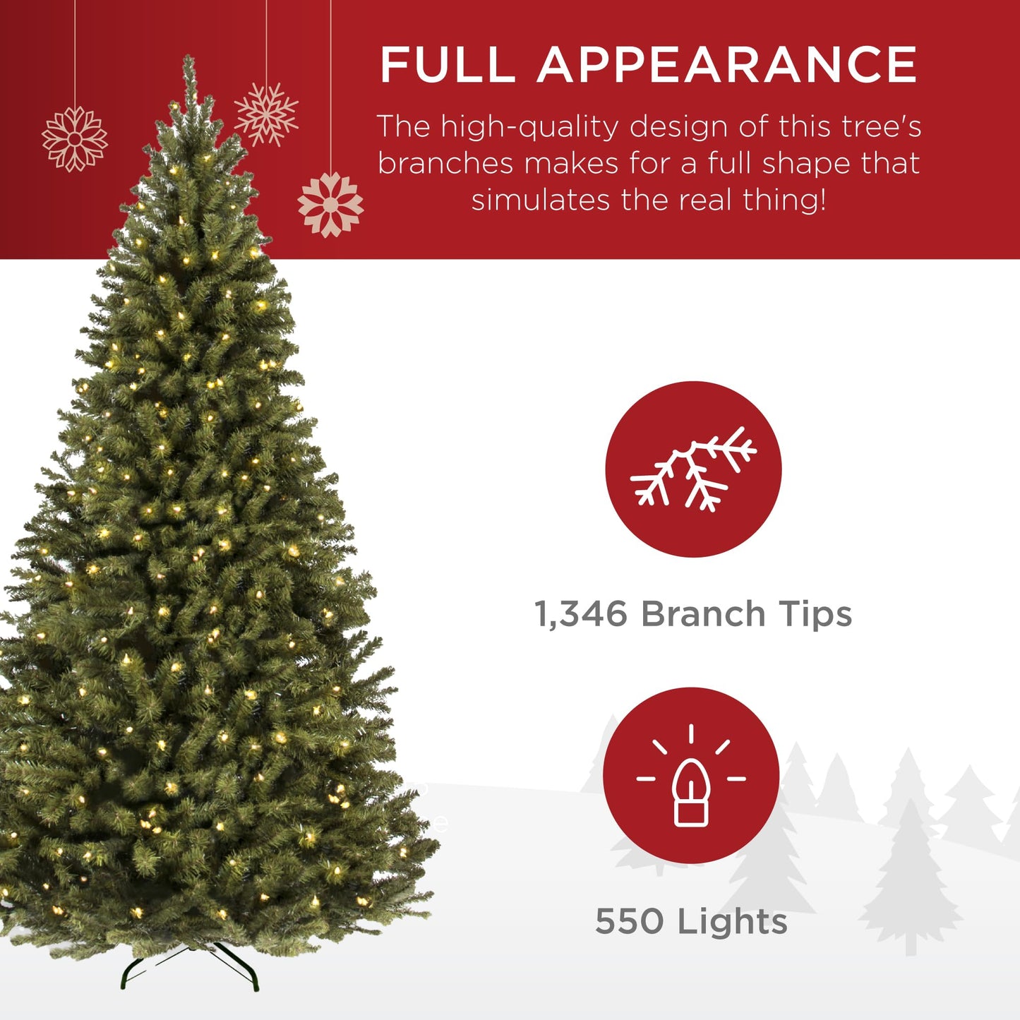 Best Choice Products Artificial Christmas Tree, 7.5ft Premium Pre-Lit Realistic Spruce Holiday Décor w/Dense Branches, Metal Base - Green Spruce