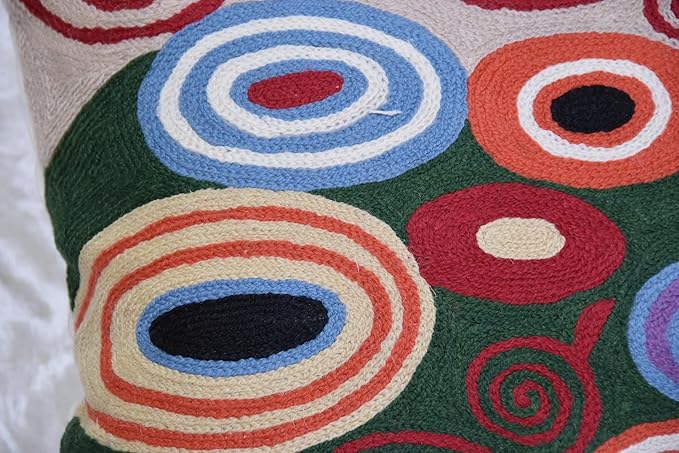 Klimt Green Modern Pillow Cover Needlepoint Throw Pillowcase Decorative Chair Cushion Farmhouse Couch Mid Century Sofa Cushions Hand Embroidered Wool Size 18x18