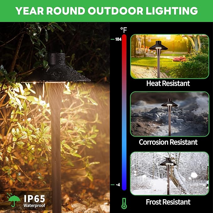 Low Voltage Pathway Lights, 3CCT LED Landscape Path Lights, Outdoor Waterproof IP65, Wired ORB Aluminum 5W 150LM for Sidewalk Step 4 Pack
