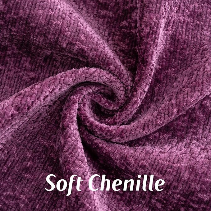 FUTEI Purple Chenille Throw Pillow Covers 16x16 Inch Set of 2,Soft Cozy Bound Edge Design Cushion Case,Home Decor for Couch Bed Living Room
