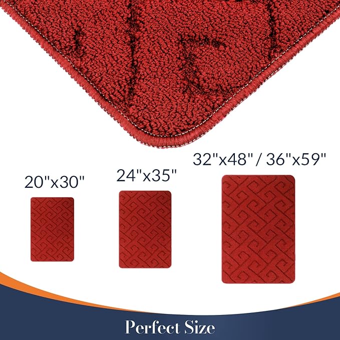 Walensee Indoor Doormat, Front Door Mat for Entrance (24"x35" Red) Machine Washable Entryway Rug, Non Slip Trapper Door Rugs Absorbent Dirt Low Profile Shoes Scraper Inside Floor Mats for Entry