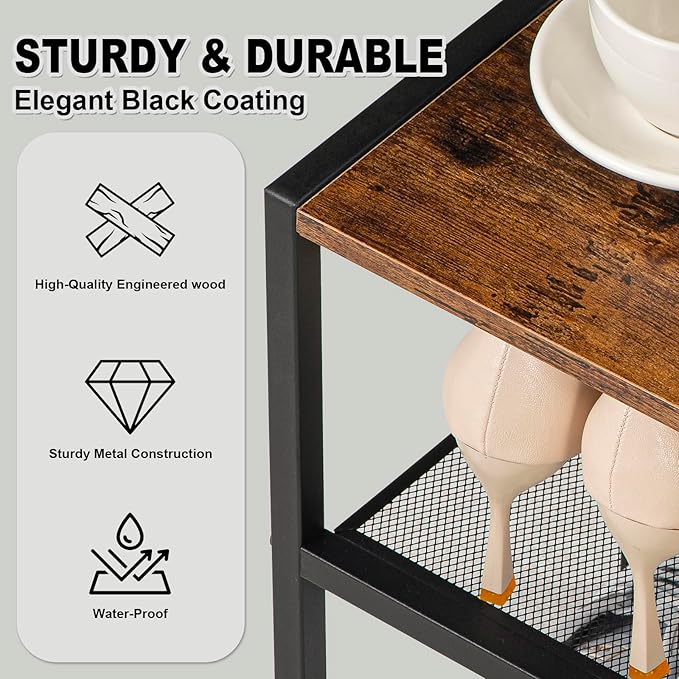 Metal 5 Tier Shoe Rack for Front Door Entrance, Entryway, and Closet Shoe Organizer with 4 Sturdy Metal Mesh Shelves and Wooden Top, Holds 10 Pairs, Ideal for Storage or Display