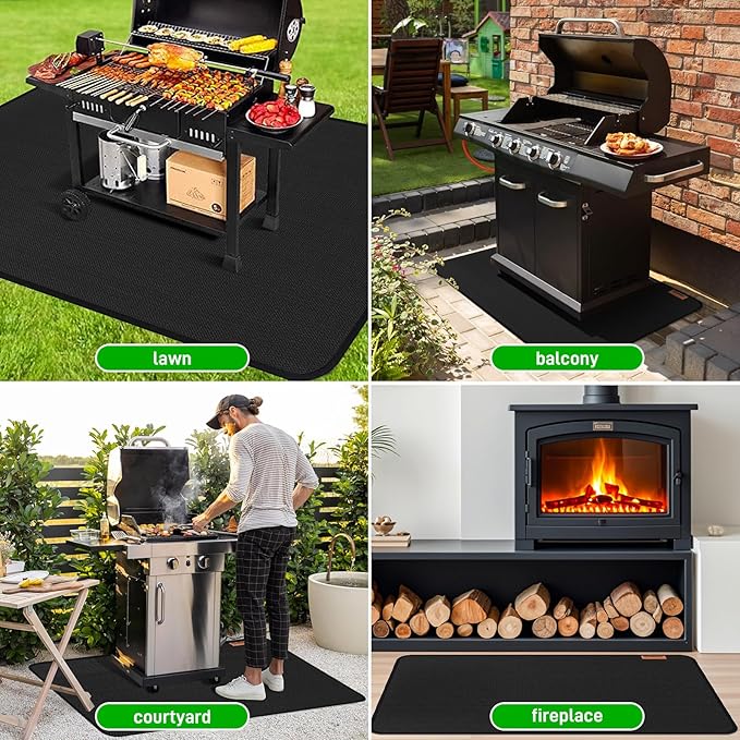 48"×30" Under Grill Mat for Outdoor Grill,Double-Side Fireproof & Heat-Resistant Outdoor Grill Mat,Protective Mat for Patio,Courtyard,Tabletop