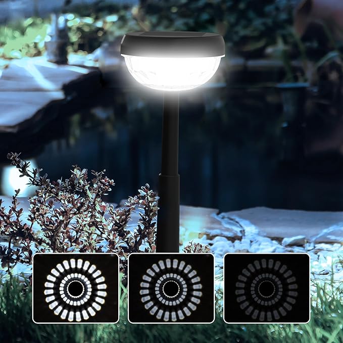 Ensenior 8-Pack Solar Lights Outdoor, Auto ON/Off 6500K LED Solar Garden Lights for Pathway, Yard, Patio, Walkway, Flower Bed, Waterproof, Energy-Efficient Landscape Lighting, Adjustable Height