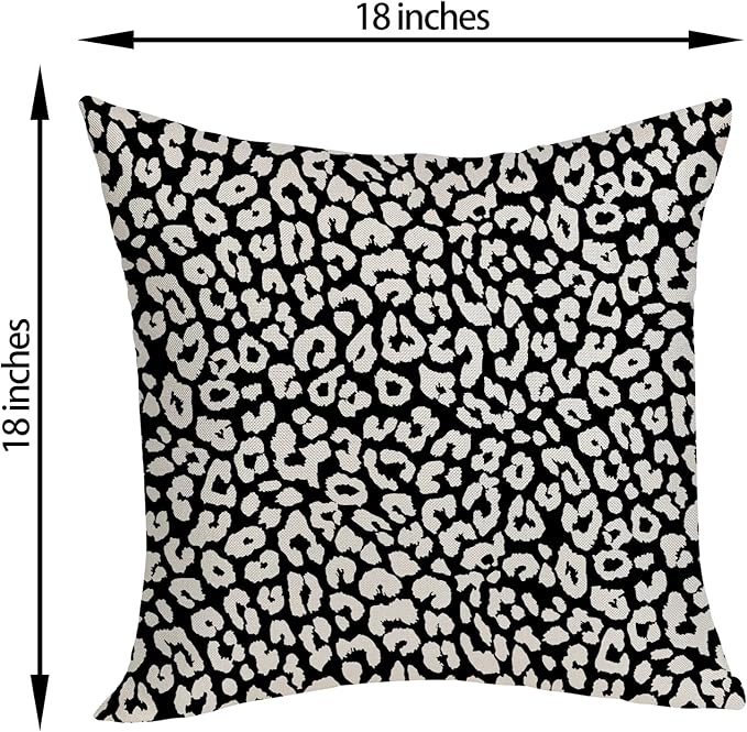 Leopard Print Pillow Covers 18x18 Pack of 2 Black Beige Animal Pattern Cheetah Decorative Throw Pillow Cover Outdoor Decor Boho Abstract Modern Pillowcase Farmhouse Cushion Case for Couch Sofa