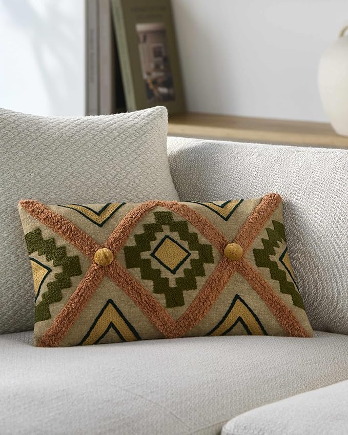 Hauteloom Skibbereen Decorative Throw Pillow Cover with Down Goose Feather Insert - Sofa Couch Cushion Cover - Orange