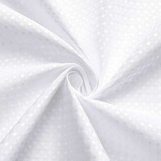 3 in 1 Stall Half Size Shower Curtain Set-36W x 72 H, White Waffle Waterproof Fabric and PEVA Liner Set with Stainless Steel Hooks