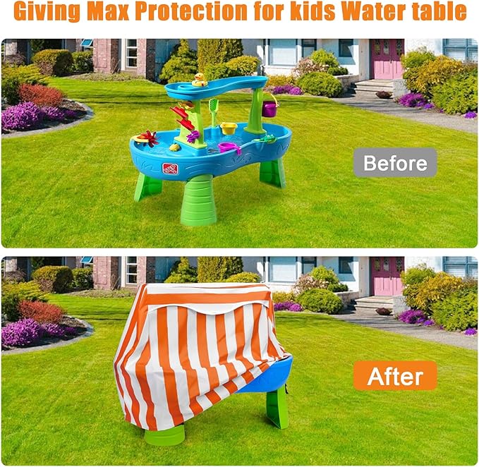 Kids Water Table Cover for Step 2 Rain Showers Splash Pond Water Table, Outdoor Waterproof Anti-UV Kids Water Play Table Cover (Orange)