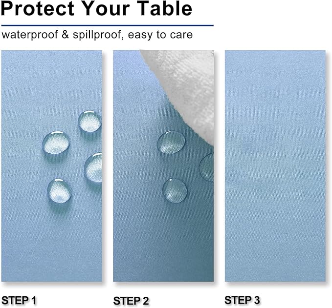 Hiasan Rectangle Tablecloth Dusty Blue - Wrinkle Resistant and Waterproof Washable Polyester Fabric Table Cloth for Dining Party and Outdoor Use, 30 x 60 Inch