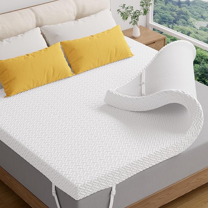 Memory Foam Mattress Topper King Size, 3 Inch Gel Infused Cooling Mattress Pad with Breathable Bamboo Cover, Pressure Relief & Machine Washable Bed Topper 60"x80"