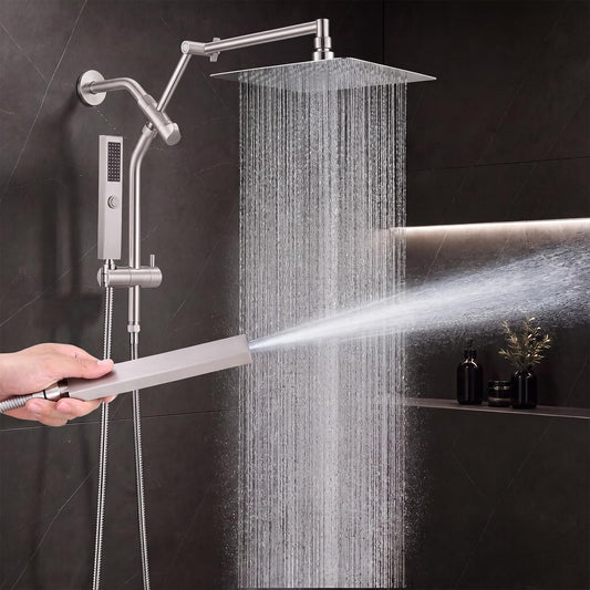 All Metal 10" Shower Head with Handheld, Built-in Power Jet Mode
