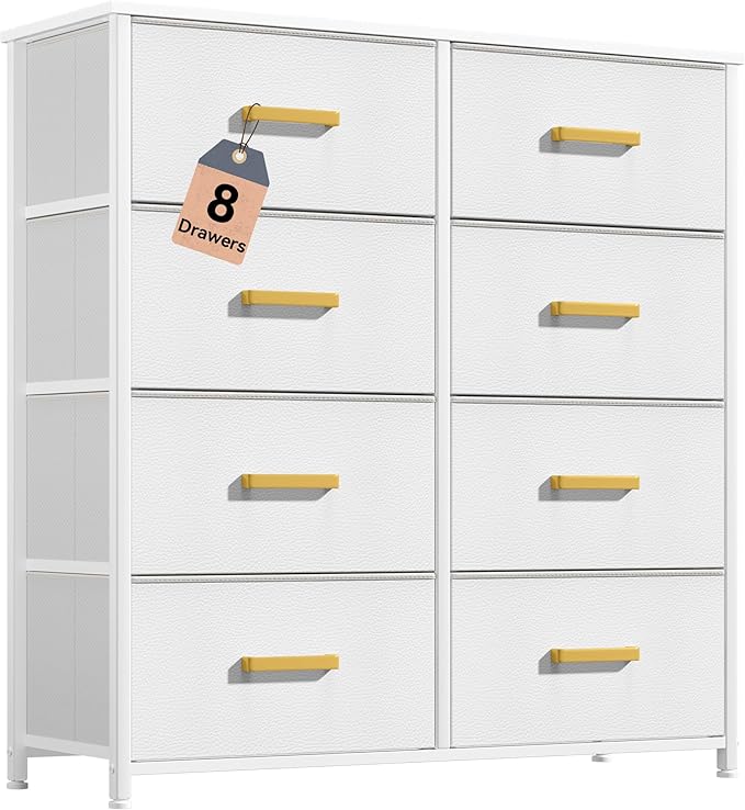 DWVO Fabric Dresser for Room, Tall Storage 8 Drawers, Black Dresser & Chest of Drawers, Storage Drawer Organizer for Closet, Living Room