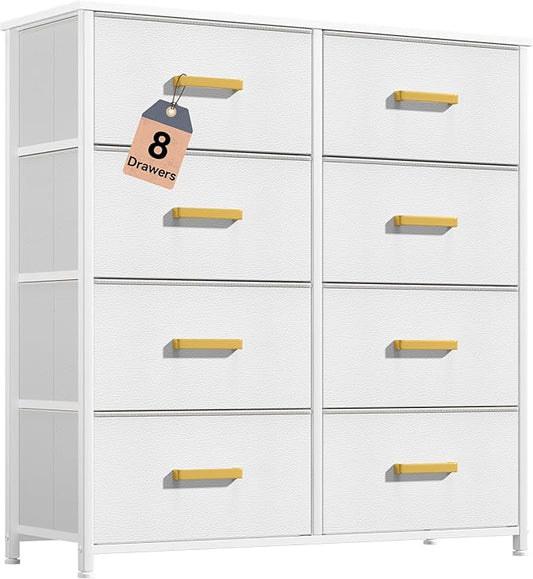 DWVO Fabric Dresser for Room, Tall Storage 8 Drawers, Black Dresser & Chest of Drawers, Storage Drawer Organizer for Closet, Living Room