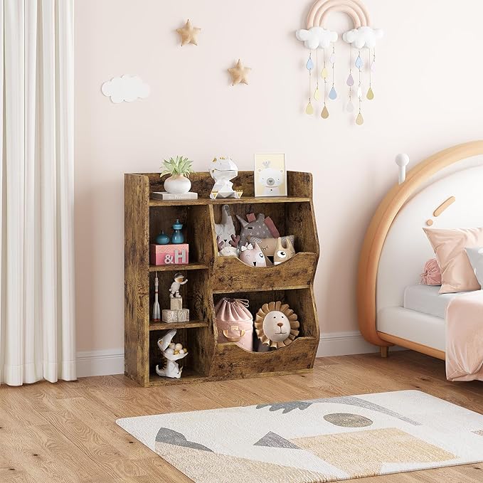 GarveeHome Kids Toy Storage Organizer, Children Bookcase with Storage Cubbies, Toddler Toy Shelf for Playroom, Living Room, Nursery