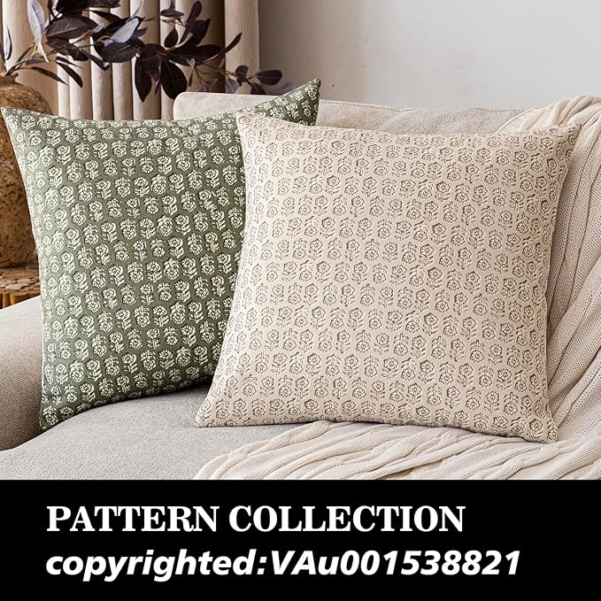 Foindtower Set of 2 Decorative Vintage Floral Print Throw Pillow Covers Neutral Modern Farmhouse Cushion Covers Boho Home Decor for Sofa Couch Chair Bedroom Living Room Outdoor,20×20 Inch,Ivory Beige
