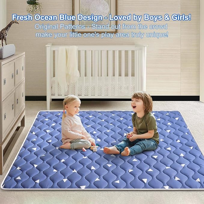 Lilyvibebearhappy Baby Play Mat 71" X 59", Premium Thicken Foam One-Piece Crawling Mat, Extra Large Non-Slip Cushioned Activity Playmats for Babies, Toddlers, Infants, Play & Tummy Time