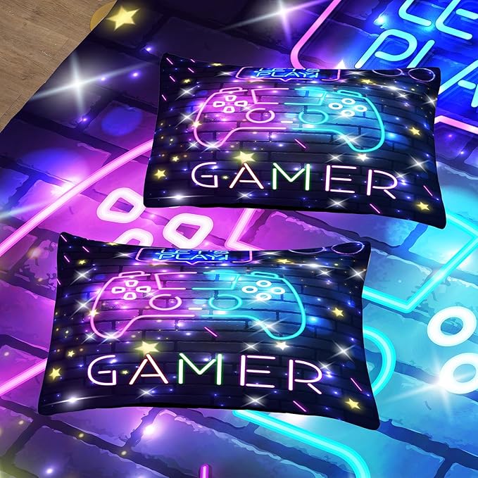 Tailor Shop Gaming Comforter Set, Full Size for Boys, Bedding Set with 2 Pillowcases
