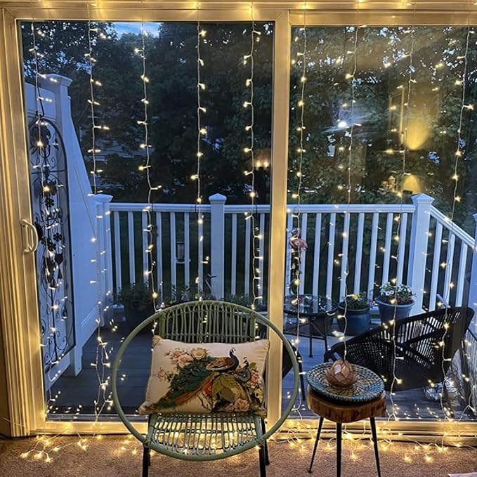 QITONG 165ft 500 LED Warm White String Lights Outdoor Waterproof, Clear Wire Christmas Light Plug-in, 8 Modes Christmas Tree Light Indoor