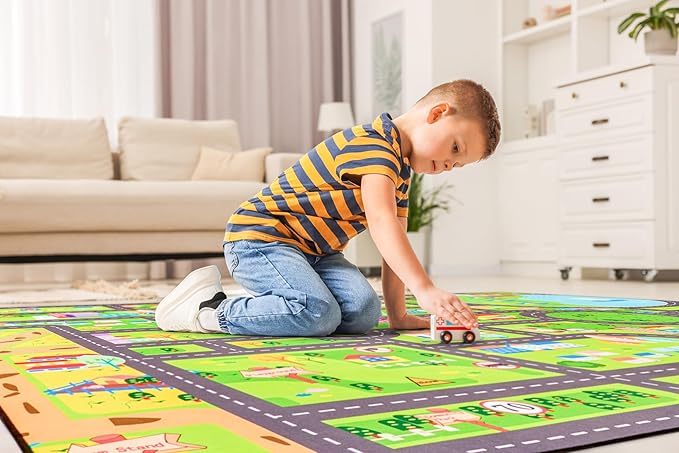 Sorbus Car Mat - City Road Washable Rug for Kids, Car Carpet, Floor Play Mats, Easy to Clean Washable Rugs for Safe and Fun Travel (Extra Large)
