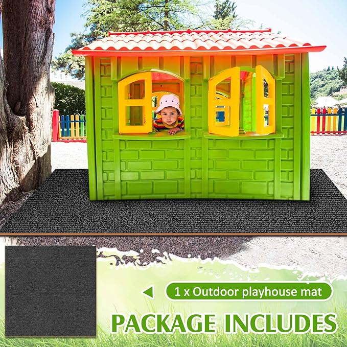 Nuanchu Outdoor Playhouse Mat Washable 55''x 53'' Large Waterproof Activity Rug Durable Polyester with Non Slip TPR Bottom Portable Game House Play Mat Playhouse Accessories for Kids Home Garden Patio