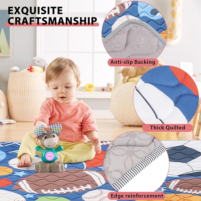 Baby Play Mat 79’’ x 71’’ Soft Baby Floor Mat Thicker Foam Play Mat for Babies，Toddlers, Foldable Baby Playpen Mat Crawling Mat，Ball Design