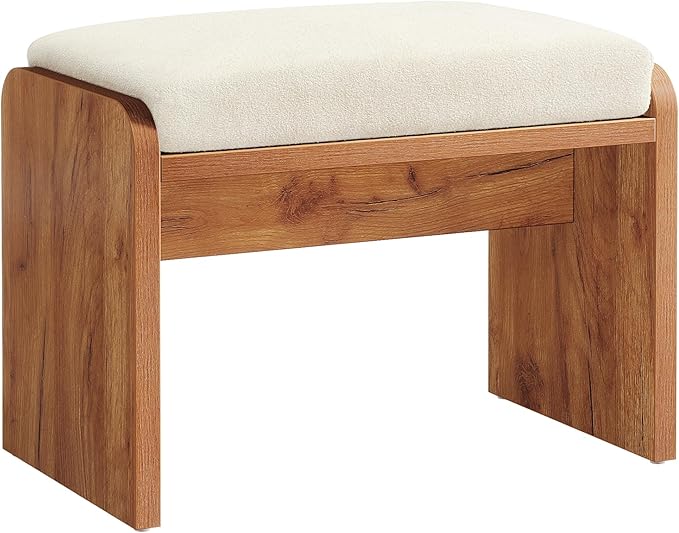 Tribesigns Entryway Bench, Upholstered Shoe Stool with Removable Cushion, H-Shaped Vanity Stool Footrest, Wooden Ottoman for Bedroom, Living Room, Dressing Room, Extra Seating for Small Spaces