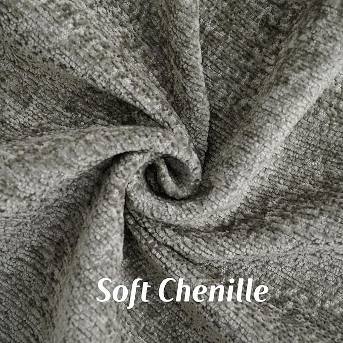 FUTEI Grey Chenille Throw Pillow Covers 24x24 Inch Set of 2,Soft Cozy Bound Edge Design European Cushion Cover,Home Decor for Couch Bed Living Room