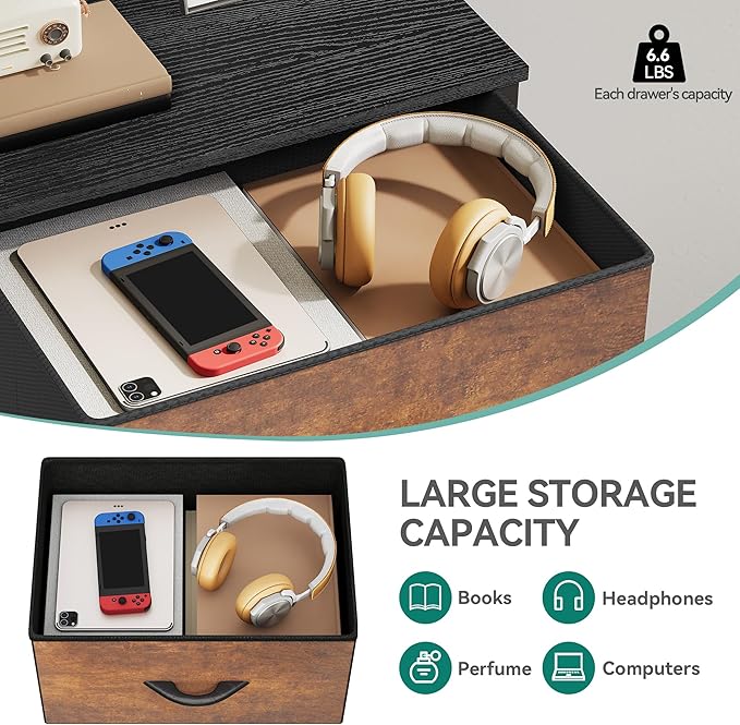 YITAHOME Dresser with 4 Drawers - Fabric Tower, Organizer Unit for Living Room, Closets - Sturdy Steel Frame, Easy Pull Fabric Bins & Wooden Top