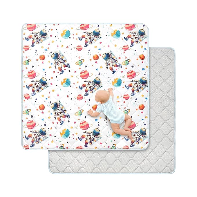 Baby Play Mat for Floor 50 * 50 inch, Extra Thick Soft Cushioning Foam Mat for Kids, Non Slip & Washable Crawling Mat for Toddler, Padded Play Mat for Baby Tummy Time