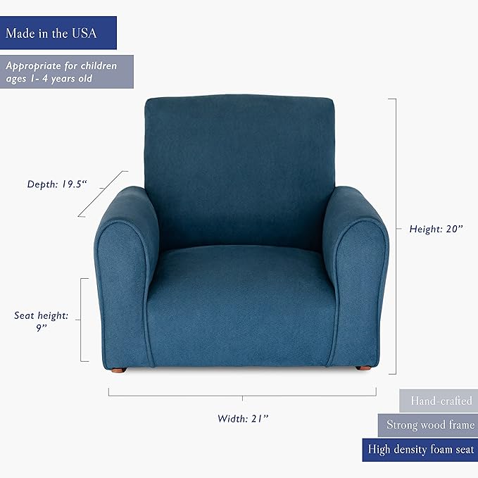 Kid Rocking Chair for Toddlers, Child Chair for Little Kids, Upholstered Toddler Armchair for Children, Comfy and Cute Little Kid Chairs (Rockers, Navy)