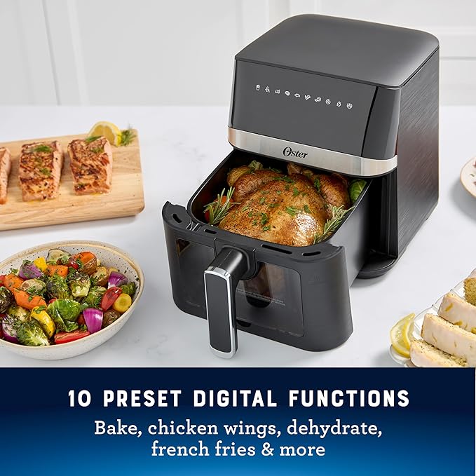 Oster Air Fryer 4 Quart Digital Air Fryer Medium with Window