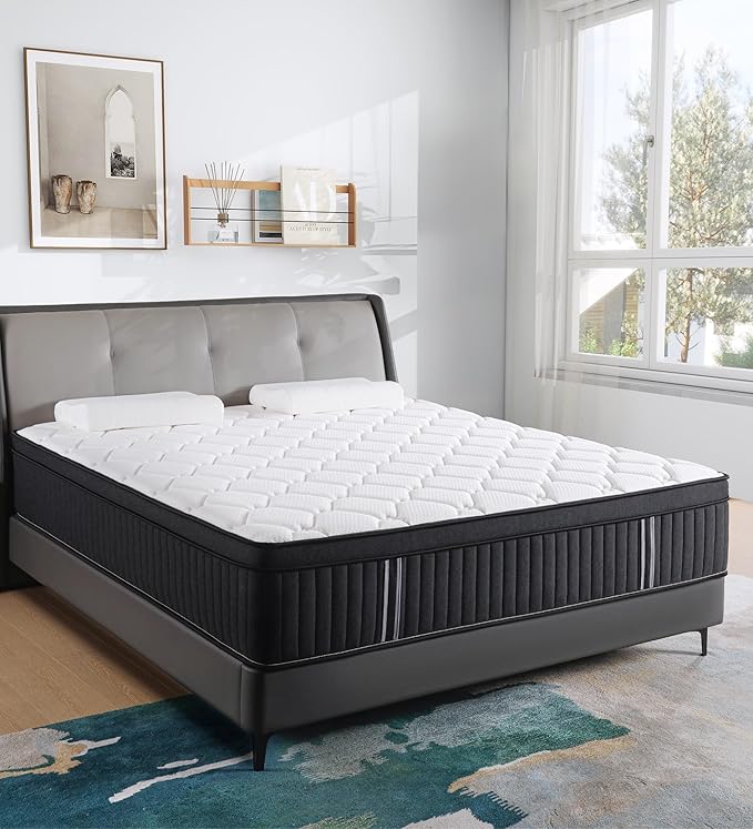 Full Size Mattress,12 Inch Hybrid Full Mattress in a Box with Memory Foam & Individual Pocket Spring for Edge Support,Pressure Relief,Medium Firm.