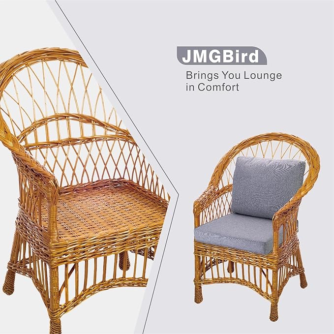 JMGBird Outdoor Chair Cushion Tufted Pillow, Deep Seat Outdoor Cushion Set 19"x19" Seat Cushions for Outdoor Furniture