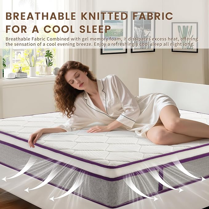 Twin Size Mattress, 10 Inch Hybrid Mattress with Pocket Spring,Cool Gel Memory Foam Mattresses in a Box,Medium Firm Twin Mattress for Pressure Relief,Fiberglass Free,CertiPUR-US Certified