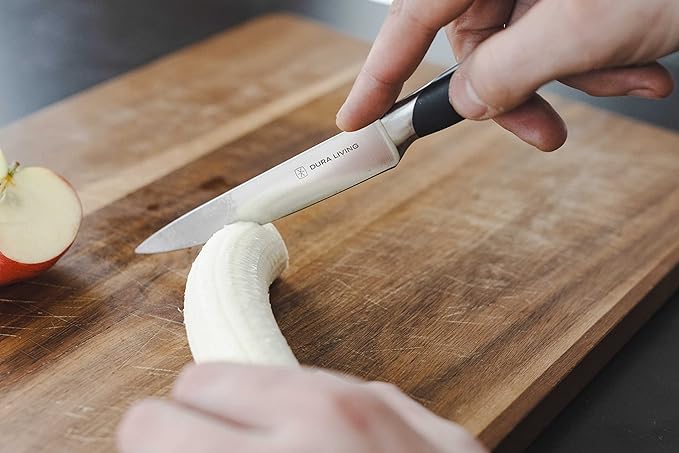 2-Piece Kitchen Knife Set – Ultra Sharp Precision German Stainless Steel Blades, 5” Utility & 3.5” Paring Knife with Ergonomic Handles, Multipurpose for Slicing & Peeling, Black Handle