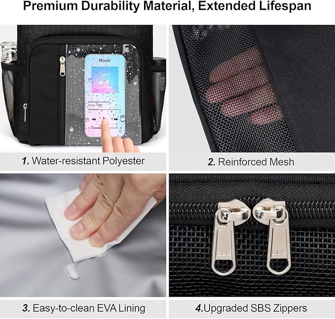 F-color Hanging Shower Caddy Portable - College Dorm Essentials for Guys with Hooks, Quick-Dry Shower Bag for Dorm Travel Gym Camping Essentials, Water-Resistant with Multiple Pockets, 2 Packs Black