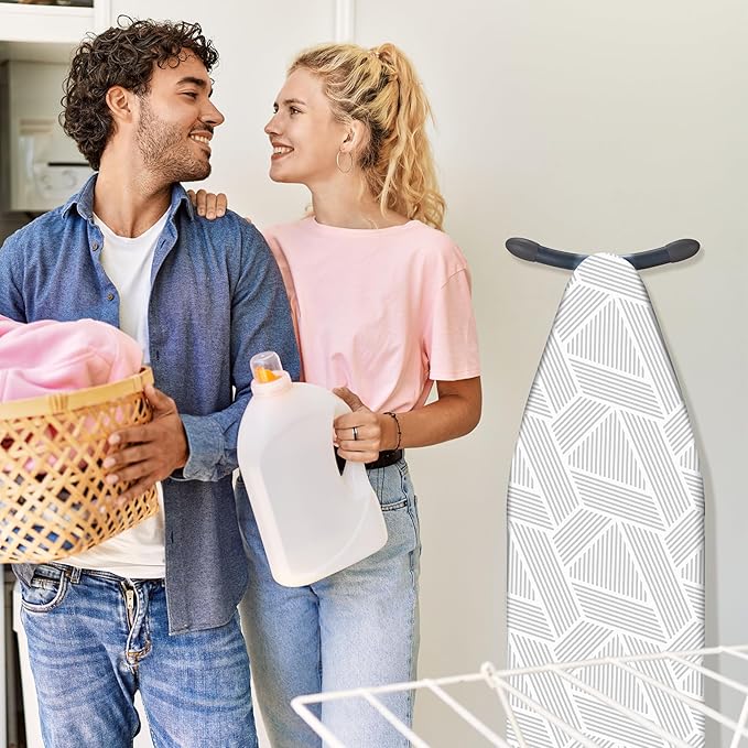 BNDX Ironing Board Cover for Working Professionals - Heat Resistant 15" X 54" Standard Size with 2" Elastic Durable Scorch Smooth, Sewing Studios Odor-Resistant Instant Installation - Grey Matter