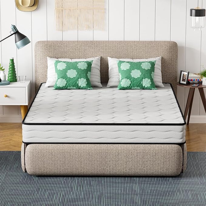 PayLessHere 8 Inch Mattress Medium Firm Spring Cool Sleep Pressure Relief Queen Size in a Box Fiberglass Free CertiPUR-US Certified Breathable Foams Mattress