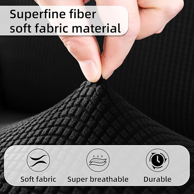 Rv Dinette Cushion Covers,Jacquard Stretchable Camper Cushion Cover,RV Cushion Slipcover,Rv Couch Cover Replacement for RV Camper Car Bench,2 Backrest Covers and 2 Bench Covers (Checkered,Black)