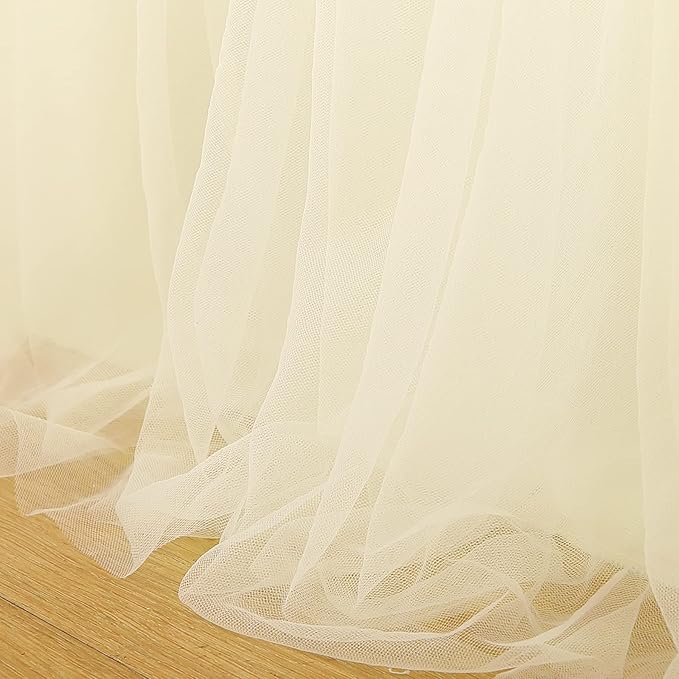 Suppromo Ivory Tulle Table Skirts for Wedding 14ft Tutu Table Skirt Ivory Table Cloth for Bridal Shower Birthday Party Baby Shower Gender Reveal Banquet Decorations