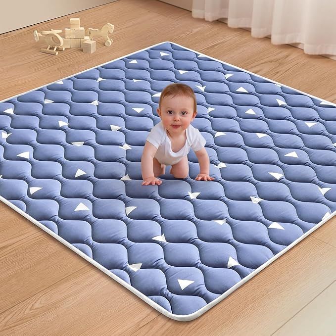 Lilyvibebearhappy Baby Play Mat, 59x59 Inch Thicker and Larger Non-Slip Cushioning Foam Playmats for Babies,Toddlers, Infants, Play & Tummy Time, Foldable and Machine Washable Baby Mat for Floor