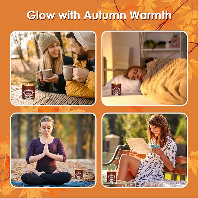 Fall Scented Candle – Hot Cocoa Soy Candle 9oz, 50 Hour Burn, Non-Toxic Autumn Decor, Holiday Gift for Women & Men