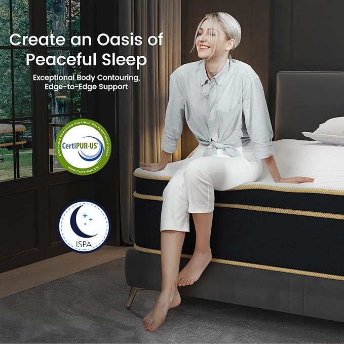 Firm Queen Mattress [New Version], 14 Inch Gel Memory Foam Hybrid Mattress Queen Size Bed in a Box, Pressure & Pain Relief, CertiPUR-US, Individual Pocket Spring, Edge Support