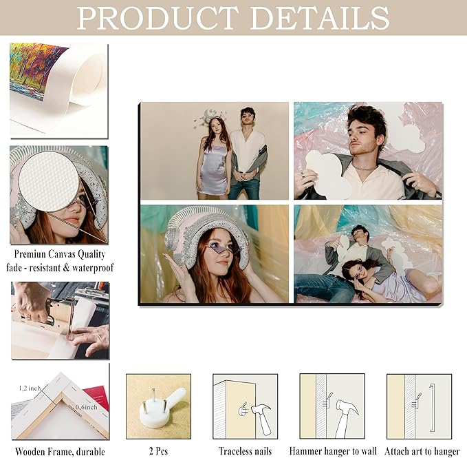 MAZUKO Personalized Custom Canvas Prints - Photo On Canvas Picture Gifts Photo Prints Canvas Personalized Wall Art Ideal for Home Decor (S4)