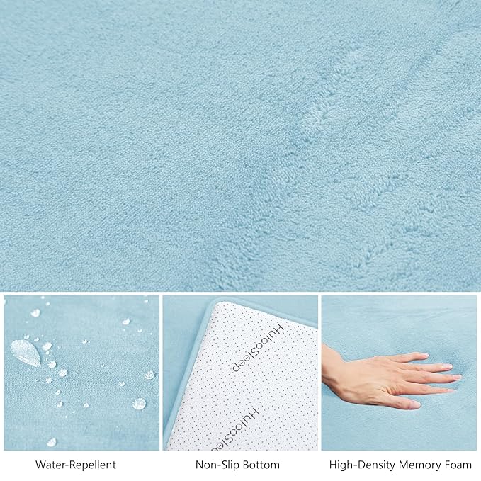 Baby Play Mat for Floor,1.3" Thick Elasti-Foam 50"×50" Playpen Mat for Tummy Time,Water Repellent Soft Coral Velvet for Toddler,Infant,Kids,Non-Slip Backing Safe for Crawling(Light Blue)