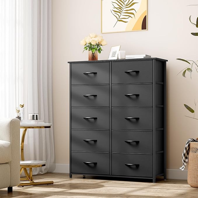 YITAHOME 10 Drawers Dresser, Fabric Storage Tower, Organizer Unit for Bedroom, Living Room, Hallway, Closets