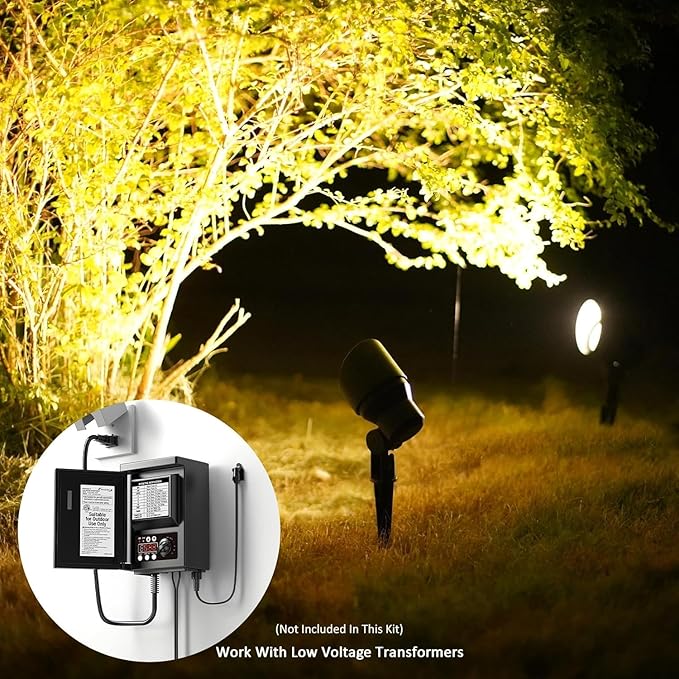 Malibu Low Voltage Landscape Lights - 20W 145 Lumens Halogen Outdoor Lights with Stake Connector (12 Pack)