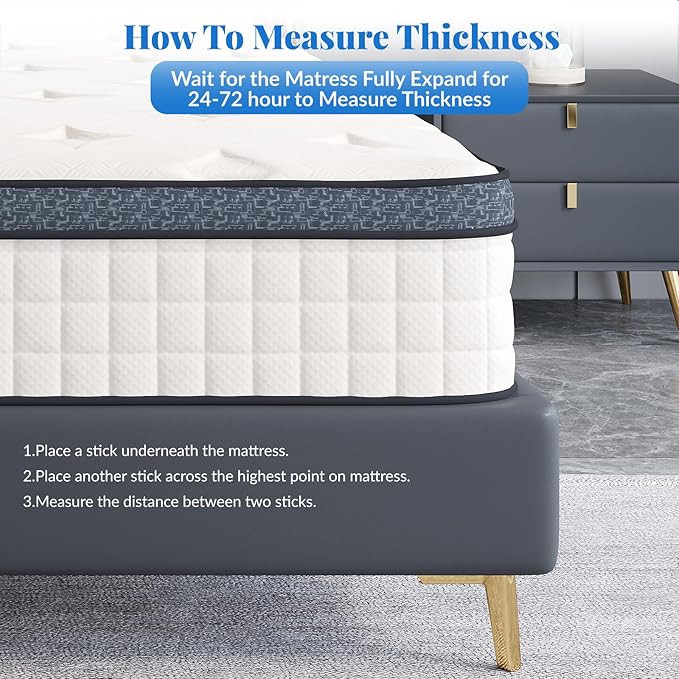 Queen Mattress, 12 Inch Hybrid Mattress in a Box, Memory Foam and Individual Pocket Springs, Medium Firm Comfort, Motion Isolation, Ideal for All Sleep Positions, CertiPUR-US Certified