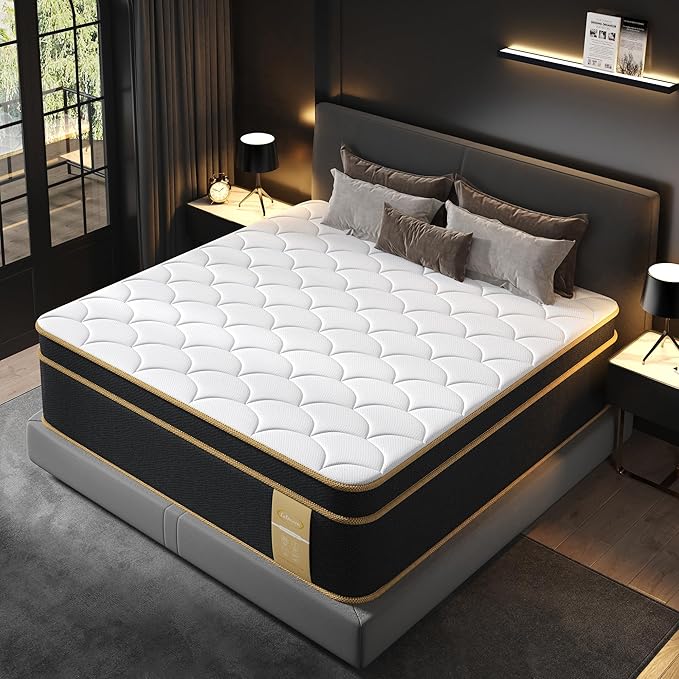 Firm Queen Mattress, 16 Inch Gel Memory Foam Hybrid Mattress Queen Size Bed in a Box, Pressure & Pain Relief, CertiPUR-US, Individual Pocket Spring, Edge Support