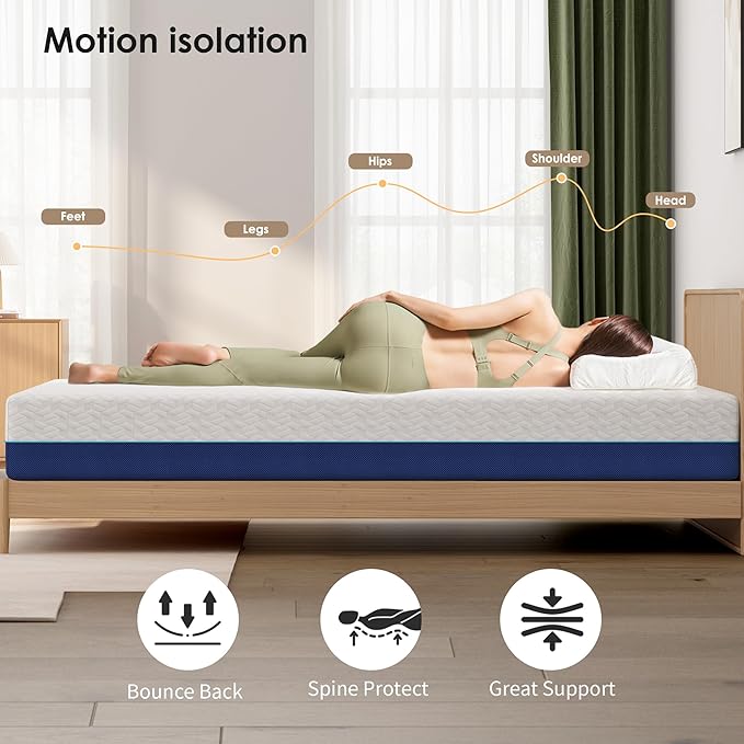 6 Inch Gel Memory Foam Twin Mattress for Cooling Night Sleep & Pressure Relief, Medium Firm Twin Size Mattress in a Box, Fiberglass-Free, CertiPUR-US Certified